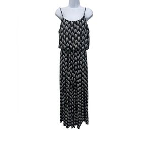 64 Sixty Five Black White Aztec Arrow Print Sleeveless Strappy Jumpsuit, Size S
